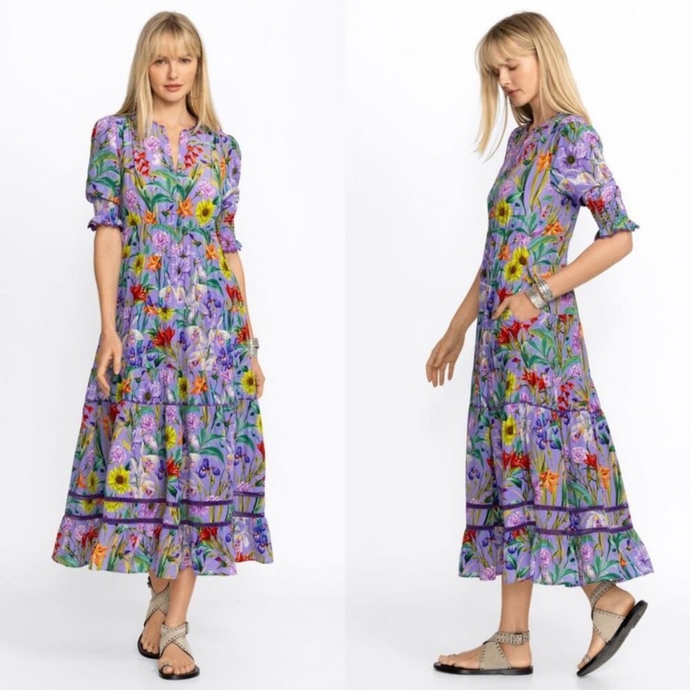 Johnny Was Daphne floral silk maxi dress M